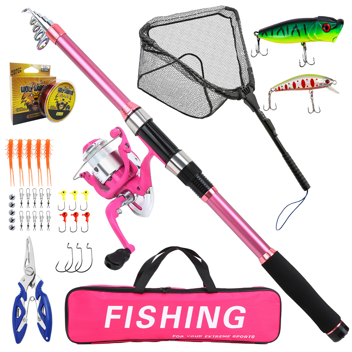 Fishing Line Spool - Набор для рыбалки: телескопическая удочка, спиннинговая